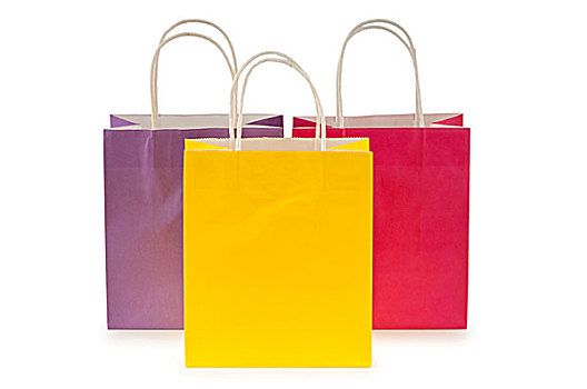 彩色,纸,购物袋,隔绝,白色背景