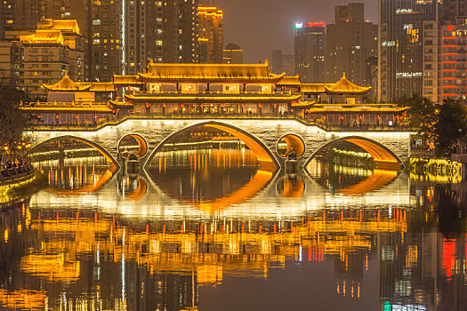 中国成都九眼桥灯光夜景