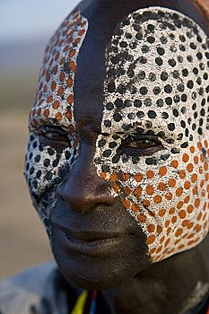 部落男人,奥莫低谷,埃塞俄比亚