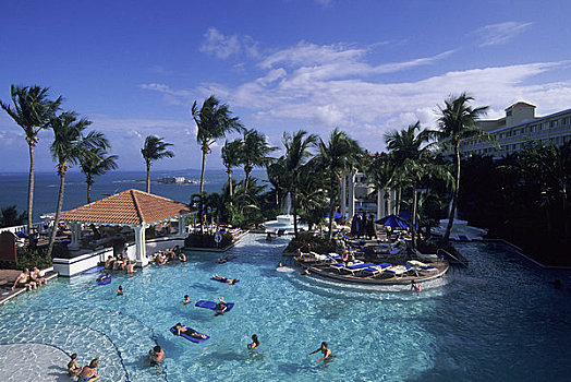 波多黎各,靠近,胜地,游泳池