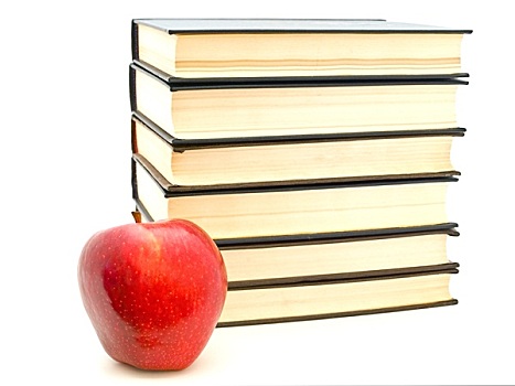 苹果,靠近,书本