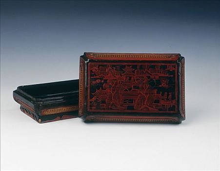 长方形,漆器,竹子,编织,盒子,清朝,中国,18世纪