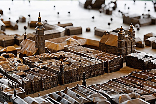 青铜,模型,城市,林茨,迟,18世纪,世纪,正面,城堡,博物馆,上奥地利州,奥地利,欧洲