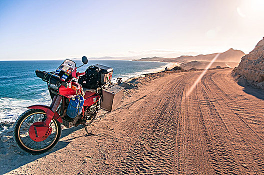 摩托车,海岸线,卡波圣卢卡斯,下加利福尼亚州,墨西哥