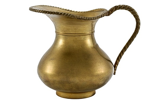 老式,黄铜,水罐,白色背景,背景