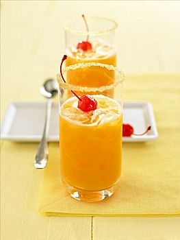 阳光,混合饮料,橙色,木瓜,胡萝卜汁