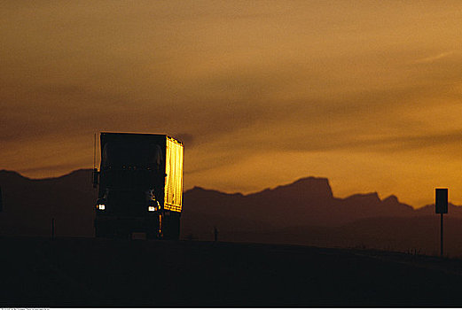 卡车,日落,卡尔加里,艾伯塔省,加拿大