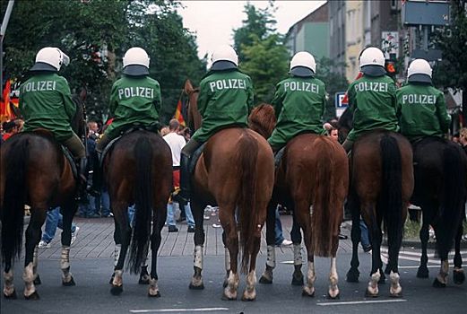 德国,警察,马,骚乱,足球赛