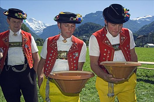 牛铃,传统,高山,服饰,实践,硬币,旋转,节日,因特拉肯,少女峰,瑞士