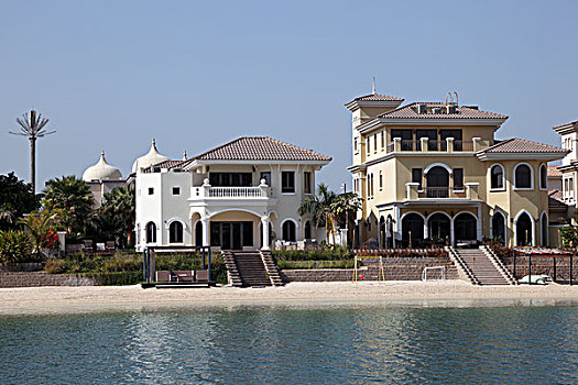 奢华,水岸,建筑,手掌,迪拜,阿联酋