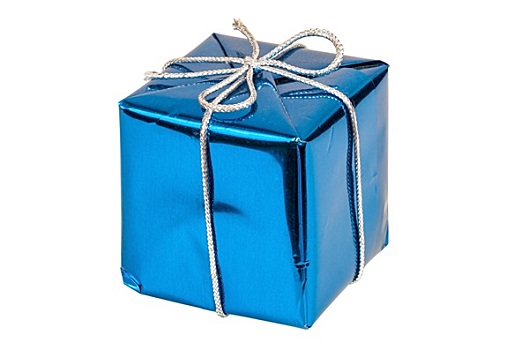蓝色,礼盒,银,丝带