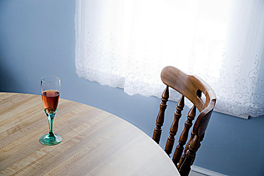 葡萄酒杯,桌子,靠近,窗