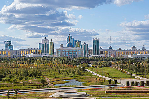 哈萨克斯坦,阿斯塔纳,城市,新,行政,城市天际线,宫殿,金字塔,区域