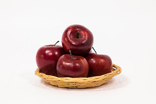 成熟,红苹果,柳条篮,隔绝,白色背景,背景