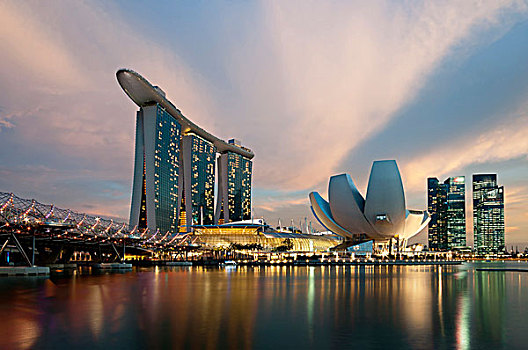 新加坡,码头,湾,沙,酒店,日落,博物馆,设计,建筑师,螺旋,桥,左边