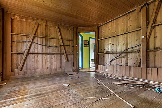 房间,木头,房子,毁坏