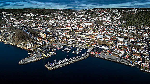 俯视图,港口,挪威