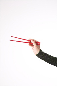 红色,筷子,女人,手臂