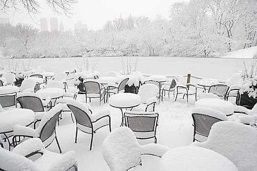 雪,椅子,公园