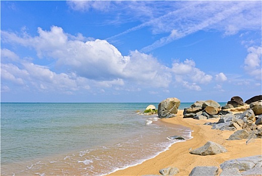 海滩,海洋,石头,海湾,泰国,海岸