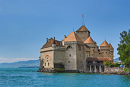 瑞士,城堡,日内瓦湖