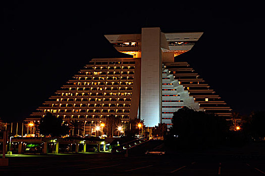 多哈,喜来登酒店,胜地,首府,卡塔尔,阿拉伯,夜晚,四月,2009年
