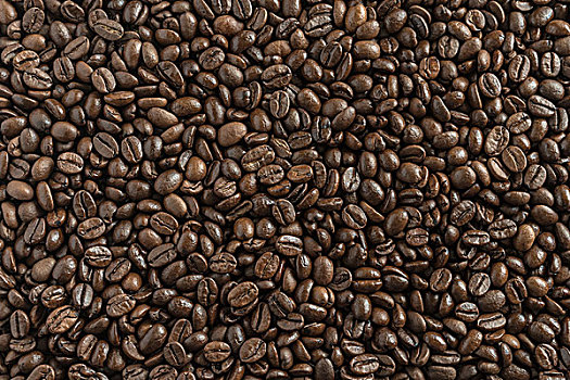 烤,褐色,咖啡,咖啡豆,背景,俯视