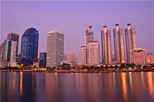 曼谷,现代,城市,夜晚,风景