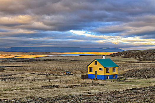 彩色,隔绝,房子,火山岩,荒芜,西南,冰岛,欧洲