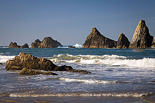 石头,海岸线,海滩,俄勒冈,美国