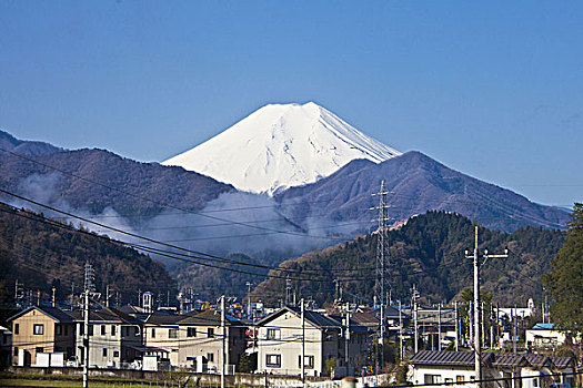 日本,富士山,城市,前景
