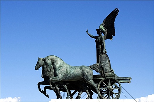 雕塑,女神,维多利亚,骑,四马二轮战车