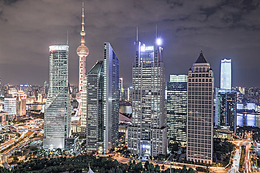 上海城市地标建筑夜景