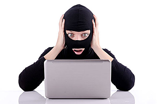 黑客,电脑,戴着,巴拉克拉法帽