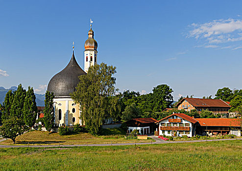 教堂,罗森海姆,上巴伐利亚,巴伐利亚,德国,欧洲