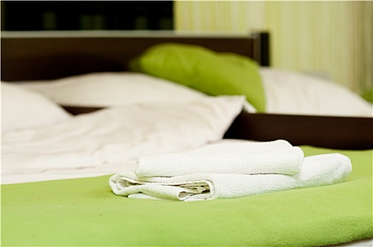 白色,毛巾,酒店,床