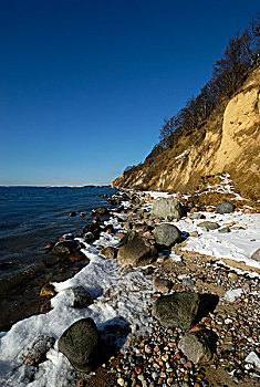 冰,沿岸,悬崖,海岬,自然,自然保护区,东南,波罗的海,海洋,岛屿,生物圈