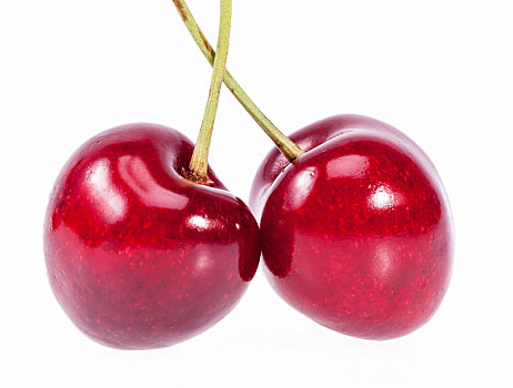 两个,水果,红色,樱桃,隔绝,白色背景,背景