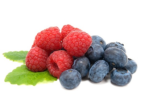 蓝莓,树莓,白色背景,背景