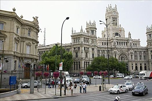 交通,道路,正面,宫殿,西贝列斯广场,马德里,西班牙