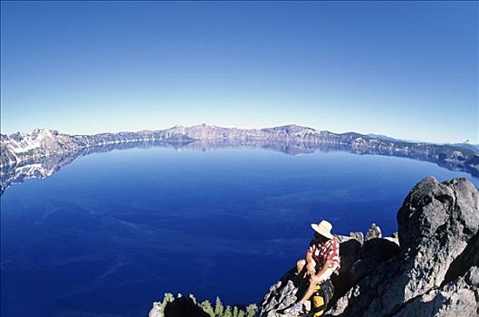 远足者,火山湖