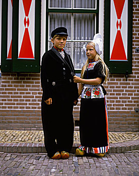 孩子,荷兰人,传统服装,沃伦丹,荷兰