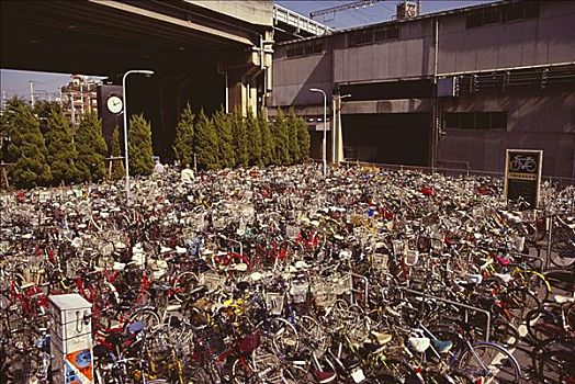 自行车停放,停车场,京都府,日本