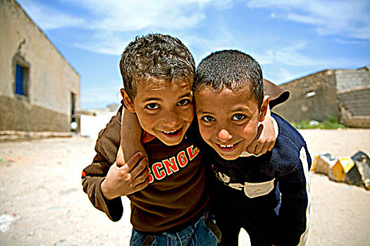 的黎波里,利比亚,两个,孩子,姿势,摄影,一个,老,区域,麦地那