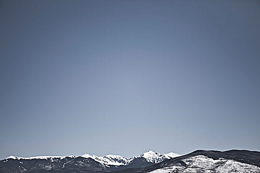 雪,山脉,蓝天