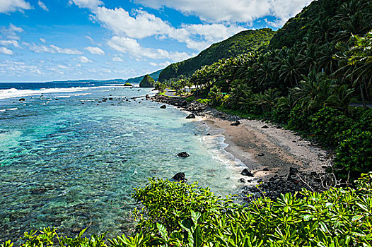 岩石,海滩,东海岸,岛屿,美洲,萨摩亚群岛,南太平洋,大洋洲