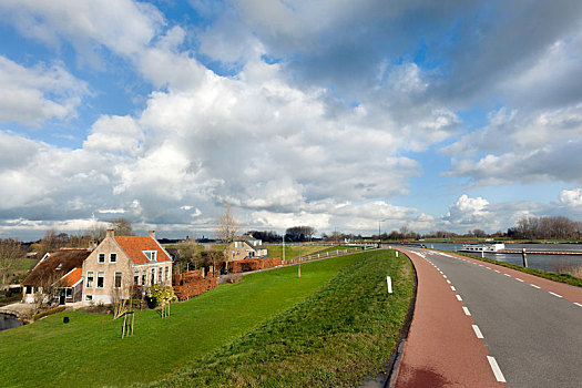 堤岸,河,荷兰