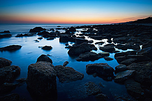 石头,平和,水,海岸,日落,安达卢西亚,西班牙