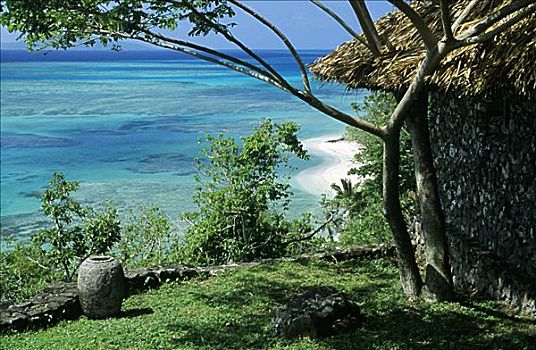 斐济,瓦卡亚岛,家,远眺,海洋,礁石