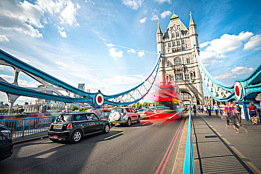 红色,双层巴士,塔桥,动感,伦敦,英格兰,英国